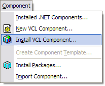 Component menu with CompInstall